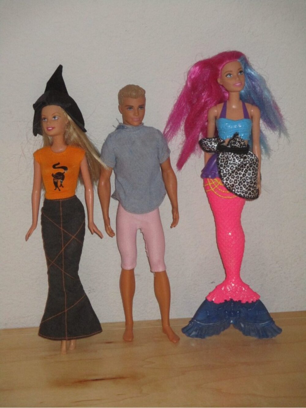 Barbie Doll Lot of 3 Mermaid Halloween Ken Doll All Good Pre Owned Condition